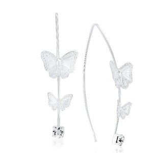 Sterling Silver Butterfly Hook Earrings/Crystals